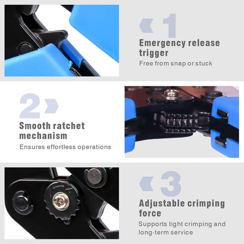 SN-2549 Ratcheting Crimping Tool 0.08-1.0 mm 18-28AWG for PH2.0/XH2.54/2.54/2.8/3.0/3.96/4.8/KF2510