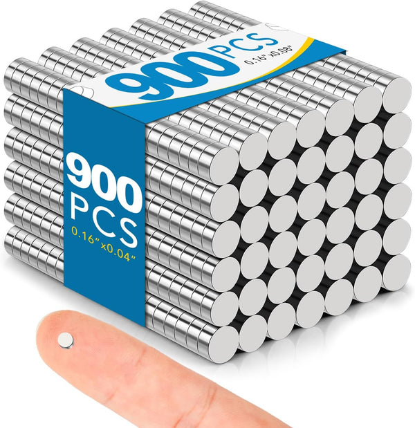 Small Magnets, 900 Pack Refrigerator Magnets, 4x2mm Rare Earth Neodymium Magnets for Crafts, Whiteboard, Kitchen Cabinet