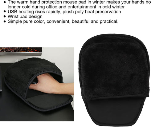 ZJchao Heated Pad, Hand Warmer Pad Office Mousepad USB Heated Computer Pad Hand Warmers Hand Warmer Roomy Hand Warming Pad Desk Accessories for Men Women Heating Pads (Black)