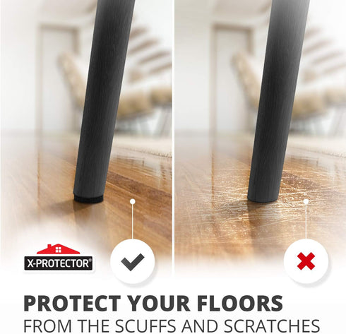 X-PROTECTOR Felt Furniture Pads, 8 PCS Heavy Duty Black 6” x 4 3/8” Sheets, Cut to Size Floor Protectors