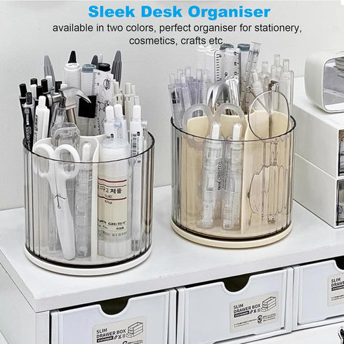 Marte Vanci 360 Degree Rotating Pen Pencil Holder, 6 Slots Desk Organizer for Makeup, Painting Brush, Craft Storage Bin