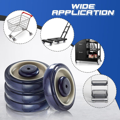 4 Pack 5" 1.2" 5/16 2 Stemless 2 NATGAI Shopping Cart Replacement Casters Kit, Shopping Cart Wheels Diameter Width