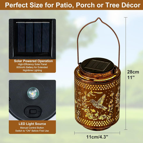 Hummingbird Solar Lanterns, Birthday Gifts for Women Mom Grandma, Outdoor Waterproof Hanging Garden Decor for Patio