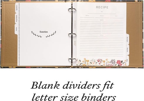 Jot & Mark Recipe Binder Tab Dividers with Blank Labels | 6 Customizable Organizer Dividers for Binders