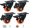 2" Caster Wheels - Orange Polyurethane Castors, Set of 4 Locking Casters for Furniture and Workbench
