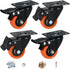 2" Caster Wheels - Orange Polyurethane Castors, Set of 4 Locking Casters for Furniture and Workbench