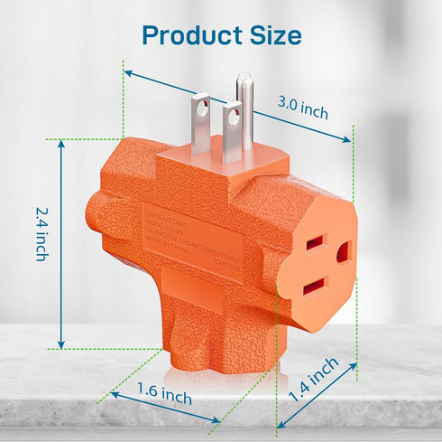 K KASONIC 3-Outlet Grounding Adapter, UL Listed Plug Extender, Heavy-Duty Power Tap, 3 Pack