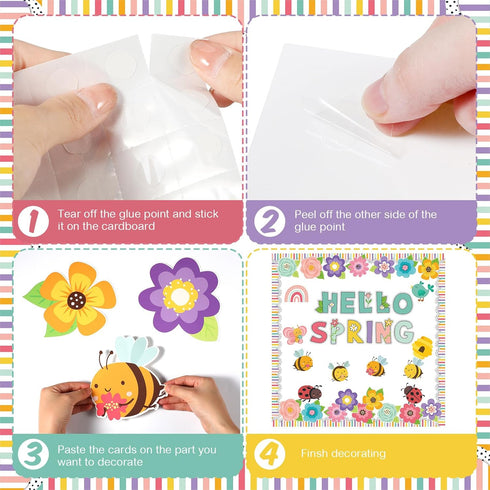 Hello Spring Bulletin Board Flower Cutouts, Floral Decoration for Kindergarten School Spring Party Supplies