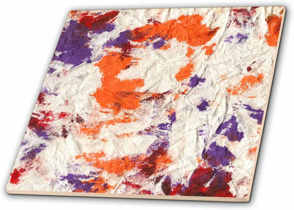 3dRose Orange Purple red Wrinkled Paper Towel 8 Inch Ceramic Tile