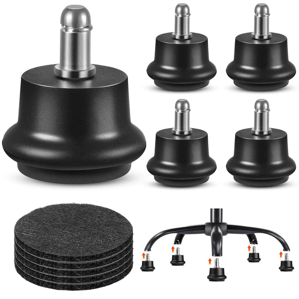 Bell Glides Replacement Office Chair Swivel Caster Wheels, 5 Pcs with Self Adhesive Felt Pads for Carpet