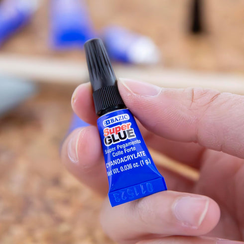 BAZIC Single Use Super Glue 1g/0.036 Oz, Mini Tube Clear Adhesive Fluid for Office & Home Improvement (6/Pack)