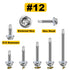 150pcs #12×1-1/2" Self Tapping Screws, 410 Stainless Steel, Hex Washer Head Self Drilling Screws, Corrosion Resistant