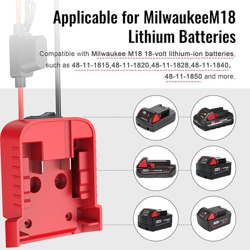 2 Packs Power Wheels Adapter for Milwaukee M18 Battery - DIY RC Car Toys Robotics Battery Converter Kit with Fuse &