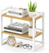 Office Desk Shelf Organizer - Wood Desktop Bookshelf Supplies Storage Rack, 2 Tier Shelf for Desk and Dresser