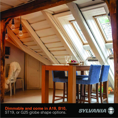 A19 Bulb, 11.5W, Dimmable, 1500 5000K, 2 Pack (42173) Sylvania Clear LED White Filament LMS, Medium Base, Daylight