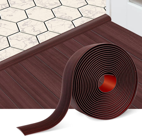 Floor Transition Strip, Self Adhesive Flooring Cover Strips, 2" Wide Vinyl Floor Flat Divider Strip, Elegant Wood Grain