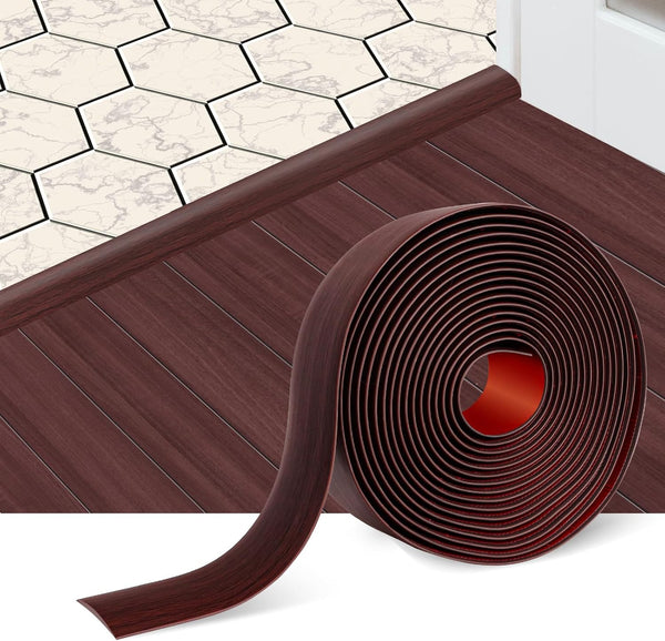 Floor Transition Strip, Self Adhesive Flooring Cover Strips, 2" Wide Vinyl Floor Flat Divider Strip, Elegant Wood Grain