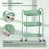 Aofure 3 Tier Rolling Storage Cart Metal with Wheels, Green Baby Diaper Caddy Carts, Three Tiered Craft Cart Organizer