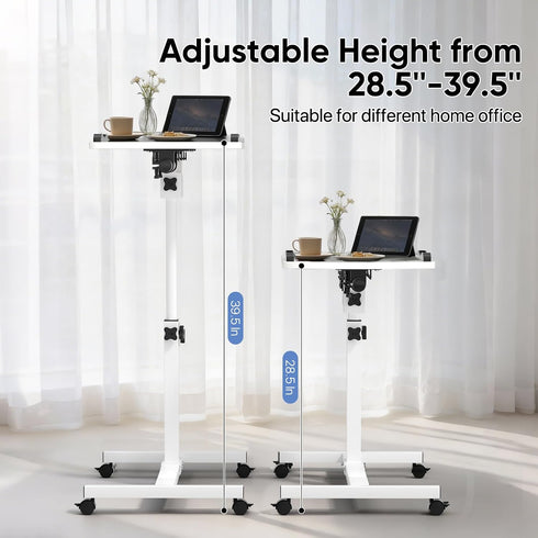 75 MoNiBloom Mobile Laptop Desk Tiltable Height Adjustable Rolling Laptop Sofa Bed Side Table Couch Computer Desk Stand