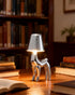 WAJIAWAQIAO 3 Dimming, Chrome Silver Deer Desk Lamp - Cordless LED Table Lamp with Touch Control, Color Modes