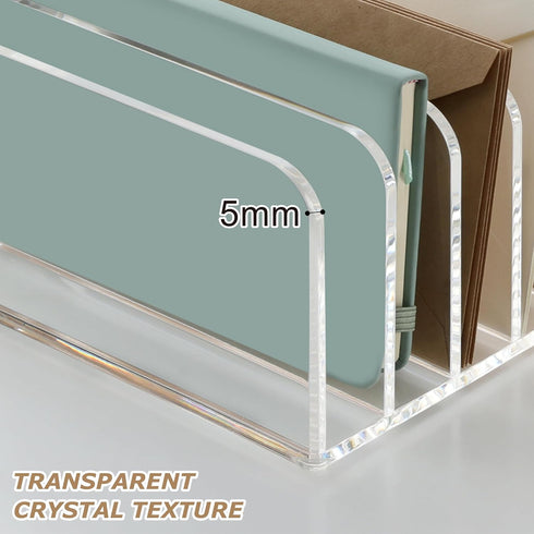 SANRUI Clear Desk Mail Organizer, 9 Compartments Acrylic Document Sorter, Multifunction Letter Folder Racks for Office