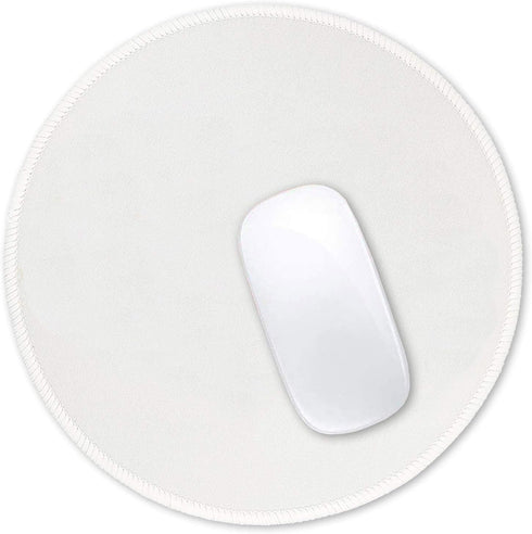 Hsurbtra Premium-Textured Small Round Mouse Pad, 8.7 x 8.7 Inch White, Anti-Slip Waterproof Rubber Mat for Office