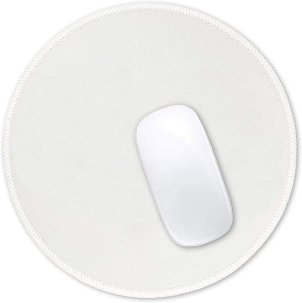 Hsurbtra Premium-Textured Small Round Mouse Pad, 8.7 x 8.7 Inch White, Anti-Slip Waterproof Rubber Mat for Office