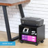 FITUEYES Mobile Printer Stand with Storage, Small Rolling Work Cart with Wheels, Black Wood, 15.7 x 11.8 x 13.8 for