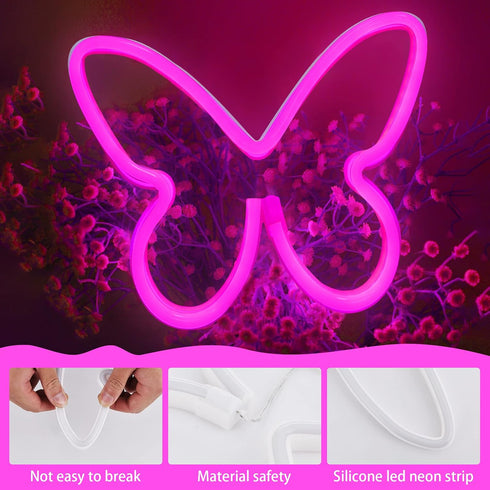 3 3-AA BRIGHTDECK Pcs Butterfly Neon Signs, Neon Light for Bedroom, USB or Battery Powered LED Wall Dcor for Valentines