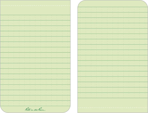 Rite in the Rain Weatherproof Soft Cover Notebook, 3.25" x 5", Green Cover, Top Bound, Universal Pattern (No. 978)