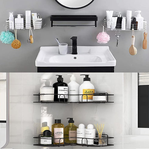 4 PCS Corner Shower Caddy Adhesive Sticker Replacement Hook, for Shower Caddy Bathroom Rack Shelf Soap Dish Basket Wall