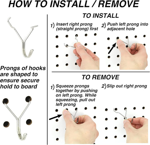 Stainless Steel Pegboard Hooks 50-Pack, 1in J-Hook, Multipurpose for Organizing Necklaces, Jewelry, Craft Supplies