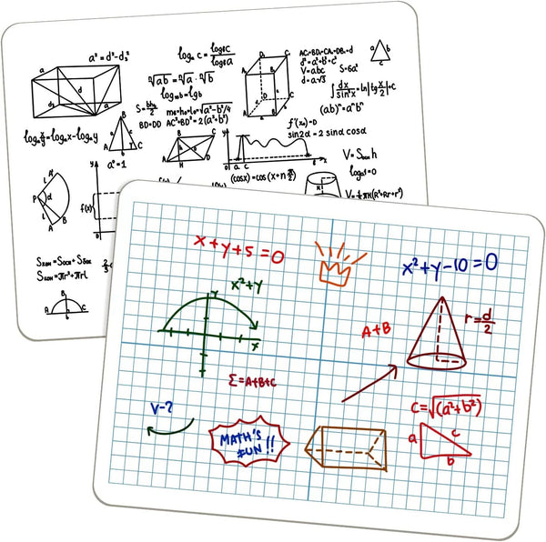 XY Axis Graph Dry Erase Board, 9" x 12" Double-Sided Coordinate Grid for Classroom and Home