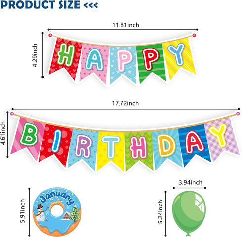 Donut Happy Birthday Bulletin Board Set Donut Holiday Birthday Board Sign Let's Celebrate Happy Birthday Balloon Donut Accents Cutouts for Calendars Festival Bulletin Boards Wall Classrooms Decor