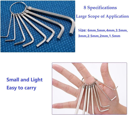 Allen Wrench Hex Key Set - 10 Wrenches, Sizes 1.5-6mm, Pure Steel, Industrial Grade
