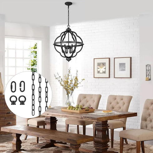 20 66 garini Feet Industrial Black Light Fixture Chain, Adjustable Extension Chain with Connection Locks for Light