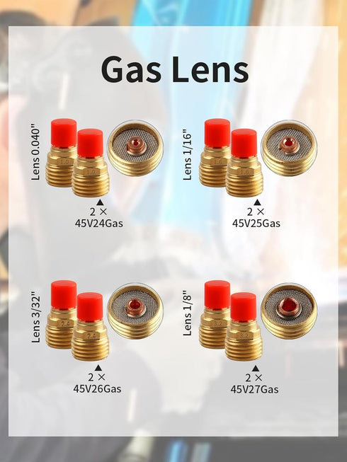 58 040"~1/8" Setup WP-9/20/25 PCS TIG Welding Torch Kit Gas Lens