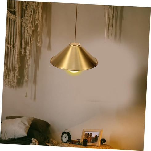 Hemobllo Copper Plated Metal Lamp Shade Cone for Ceiling Pendant Light Base Modern Lampshade for Desk and Floor Lamps