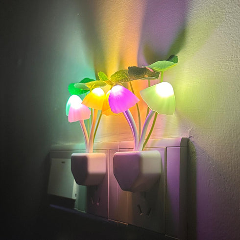 2Pack Mushroom Night Light, Plug-in Sensor LED Night Light Color Changing Nursery Light for Kids, Cute Wall Based Lamp