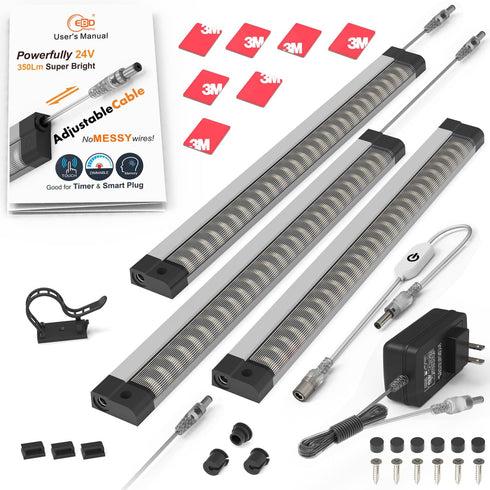 Under Cabinet Lights Built-in ADIUSTABLE Cable LED Light Bar No Messy Wires!