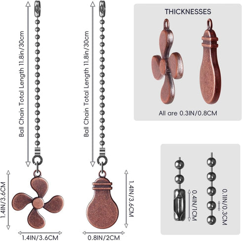 SHIFANQI 2 Pack Bulb Ornaments,12 Inches Ceiling Fan Pull Chain, & Fan Pull Chain Extension Ball Beads Decorative Fan