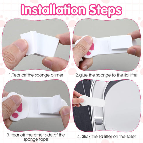 Yuanchu 4Pcs Toilet Seat Lifter, Self Adhesive Toilet Lid Cover Lifter Toilet Seat Handle To Lift Bathroom Accessories