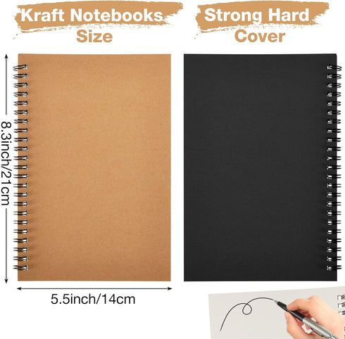 Epakh 36 Pack Blank Spiral Notebook - Unlined A5 Soft Cover Sketchpads for Students, 100 Pages (Black, Brown)