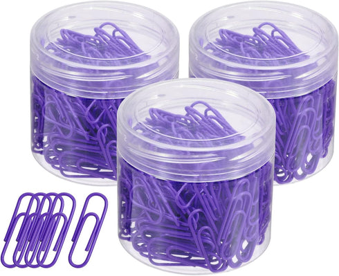 YOKIVE 600 Pcs Paper Clips, 1.1-Inch Purple Office Clips with Box for Neat Desk Organization