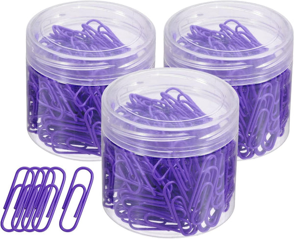 YOKIVE 600 Pcs Paper Clips, 1.1-Inch Purple Office Clips with Box for Neat Desk Organization