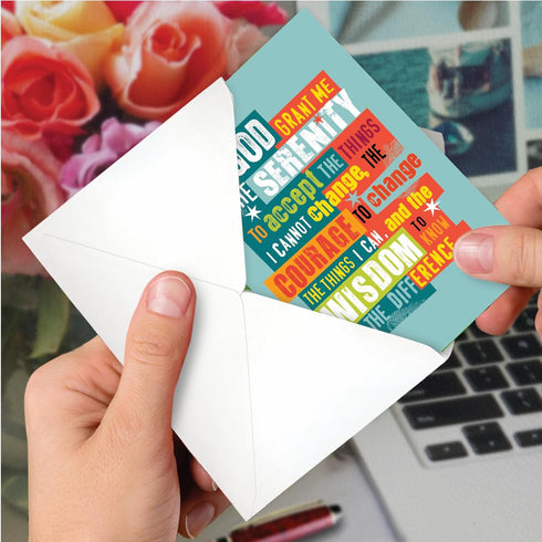 NobleWorks Recovery Greeting Card w/5 x 7 Inch Envelope, Serenity Sobriety Prayer (1 Card)