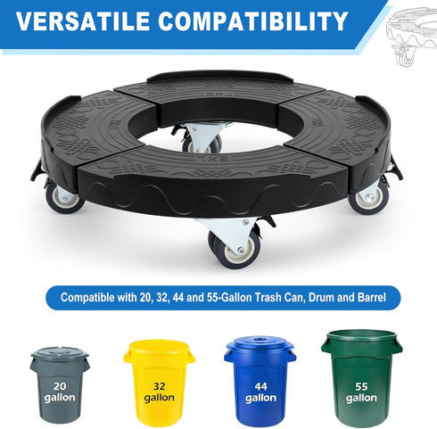 15-19 Inch 4 440lbs W B D WEIBIDA Trash Can Dolly Wheels Adjustable Round Roller with Wheels Drum Cart Heavy Duty Keg