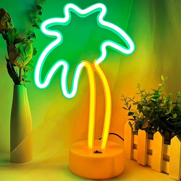 Green Palm Tree Neon Sign for Bedroom, LED Palm Tree Lamp, USB/Battery