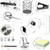 Office Desk Accessories Set, Acrylic Stapler, Staple Remover, Tape Holder, Pen Holder, Scissors, Binder Clips, 1000