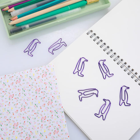 Penguin Shaped Paper Clips, 30 PCS, Cute Animal Bookmarks for Office and School Supplies, Gifts